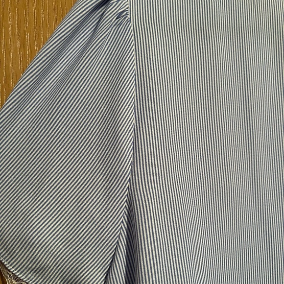 LC Lauren Conrad Blue and White Striped Shirt with Lace Detail - Picture 10 of 10